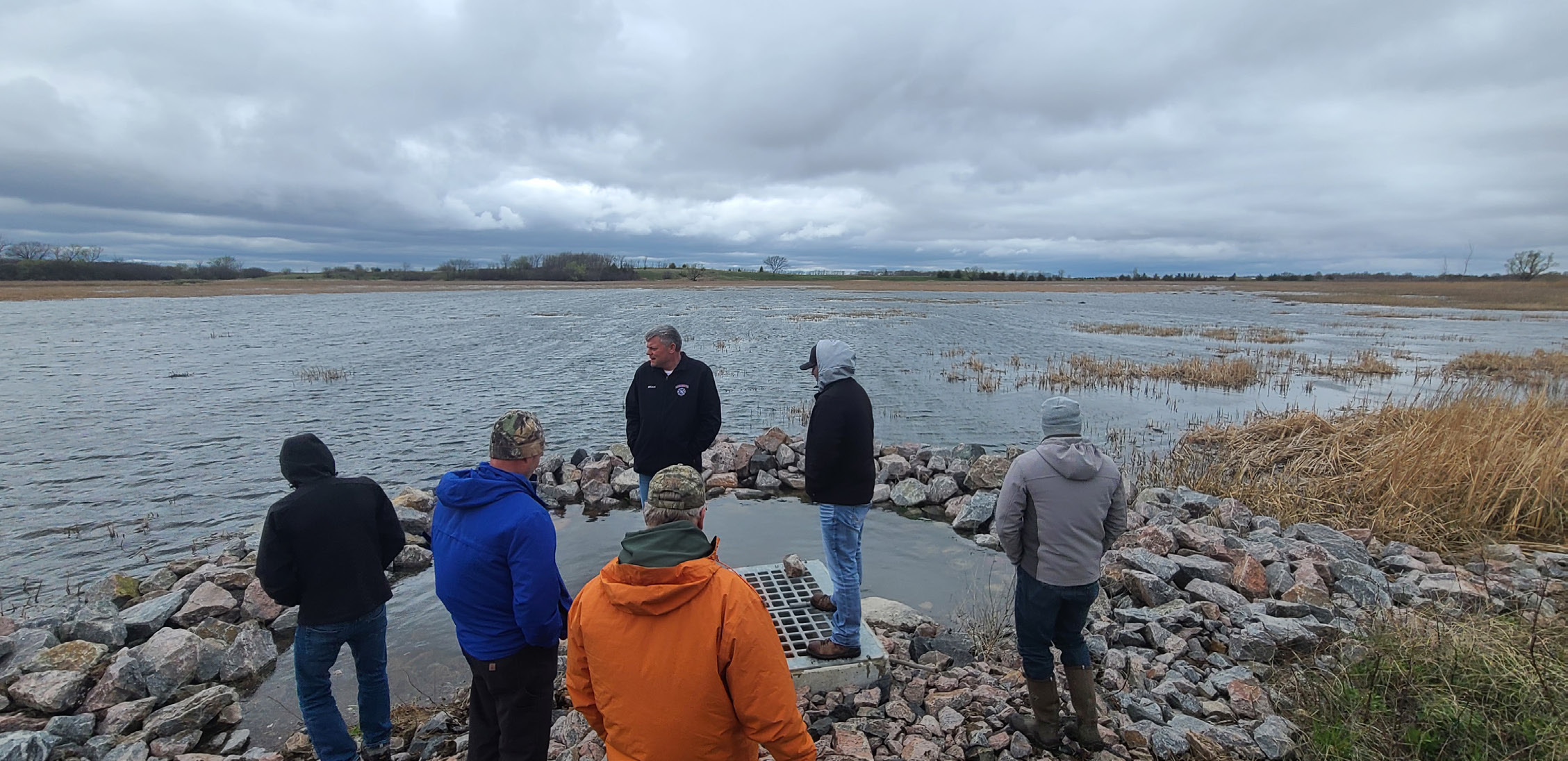 BWSR staff visits Horseshoe Lake site in Redwood County.